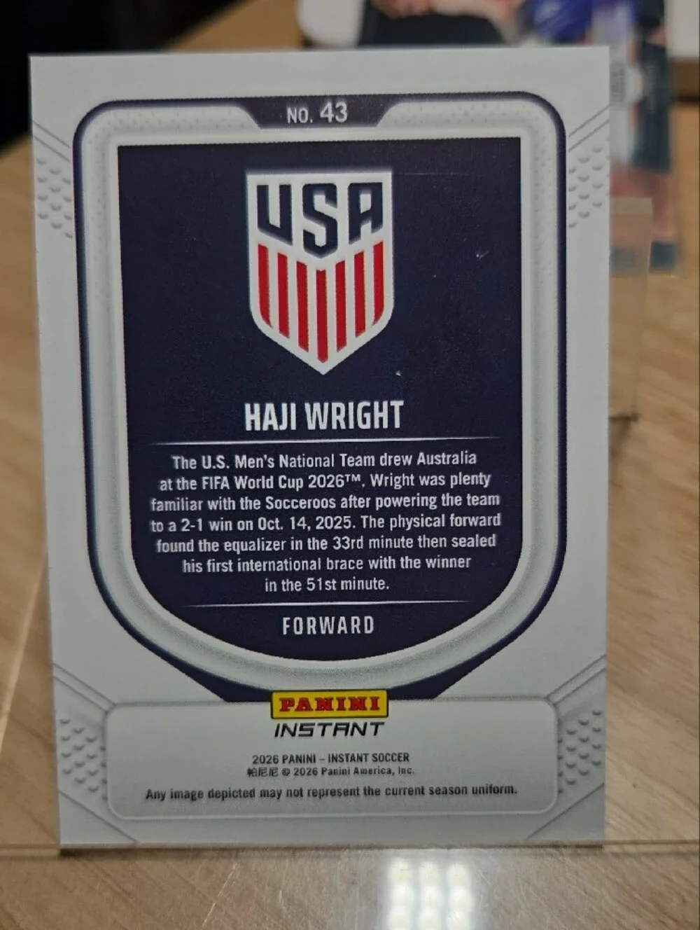 2026 Panini USA Instant Haji Wright Soccer Card